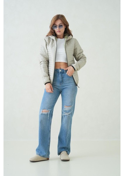 İçi Astarlı Su ve Rüzgar Geçirmez Cepli Kapüşonlu Kadın Mont fiyatları