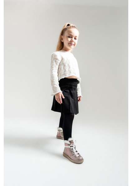 Kız Çocuk Vizon Simli Hakiki Deri Anatomik Günlük Bot