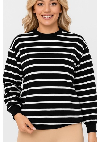 Çizgili Siyah Sweatshirt