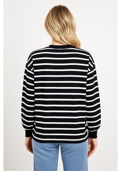 Çizgili Siyah Sweatshirt modelleri