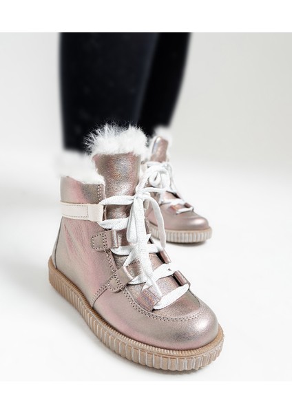 Kız Çocuk Vizon Simli Hakiki Deri Anatomik Günlük Bot