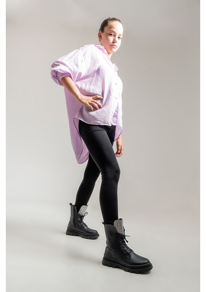 Kız Çocuk Siyah Anatomik Taşlı Günlük Bot