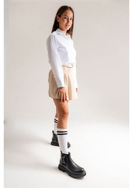 Kız Çocuk Siyah Hakiki Deri Anatomik Günlük Bot