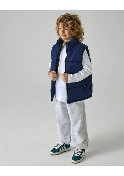 Şişme Yelek, Su Geçirmez Kumaşlı, Oversize Orjinal Kalıp, Lacivert Renk