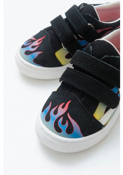 Erkek Çocuk Siyah Hakiki Deri Sneaker Ayakkabı