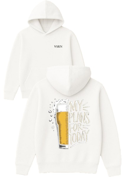 My Planks For Tasarım Baskılı Oversize Beyaz Kapüşonlu Sweatshirt