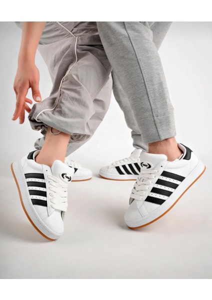 Unisex Klasik Bağcıklı Ortopedik Spor Sneaker Ayakkabı-Beyaz-Siyah indirimleri