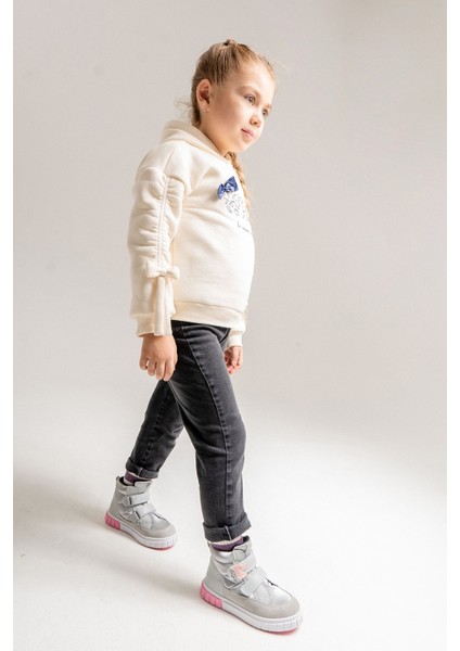 Kız Çocuk Gri Hakiki Deri Anatomik Günlük Bot