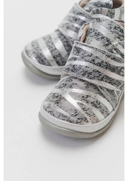 Kız Çocuk Gümüş Hakiki Deri İlk Adım Günlük Ayakkabı