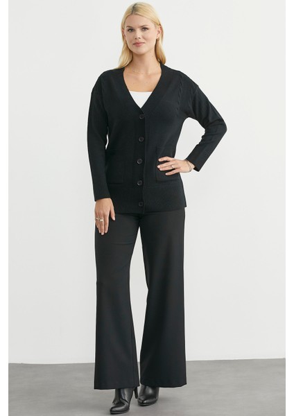 Oversize Cepli Triko Hırka - Siyah fiyatları