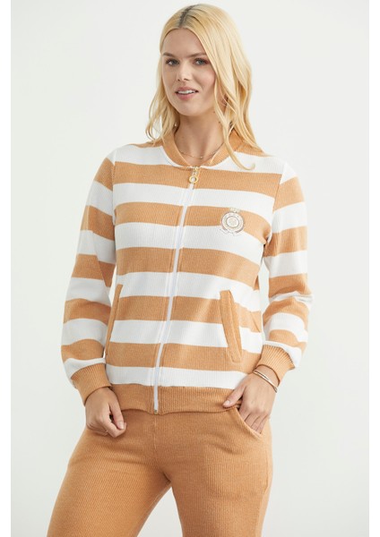 Fitilli Çizgi Kombinli Pijama Takım - Hardal modelleri