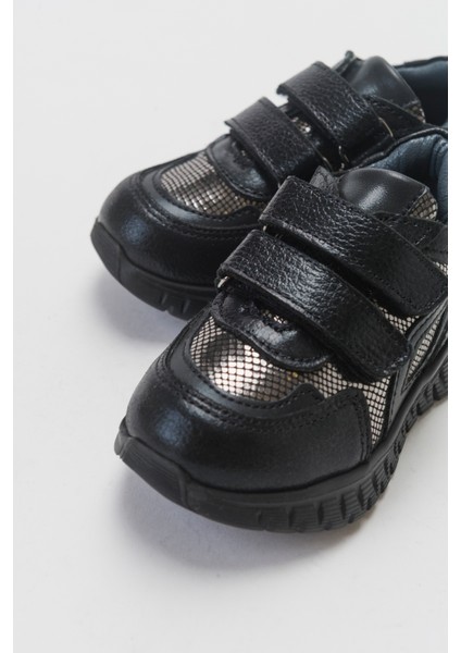 Kız Çocuk Siyah Hakiki Deri Günlük Çocuk Ayakkabı