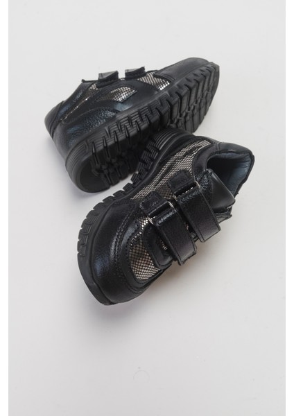 Kız Çocuk Siyah Hakiki Deri Günlük Çocuk Ayakkabı