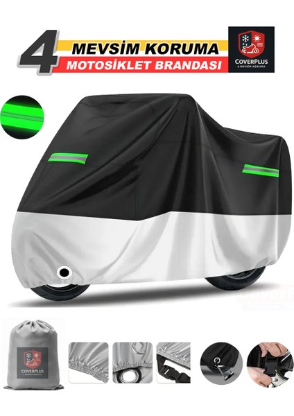 Honda Cbr 650 F Reflektörlü Siyah-Gri Branda,motosiklet Brandası,motor Branda Motor Örtüsü (Güvenlik Kilidi ve Bağlantı Tokalı)