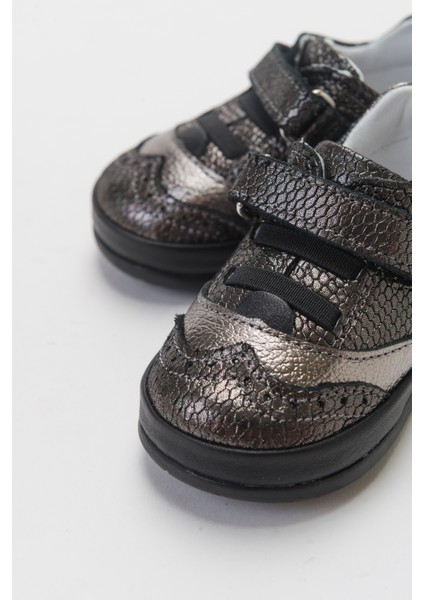 Kız Çocuk Siyah Hakiki Deri İlk Adım Günlük Ayakkabı