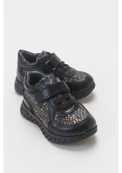 Kız Çocuk Siyah Hakiki Deri Günlük Çocuk Ayakkabı