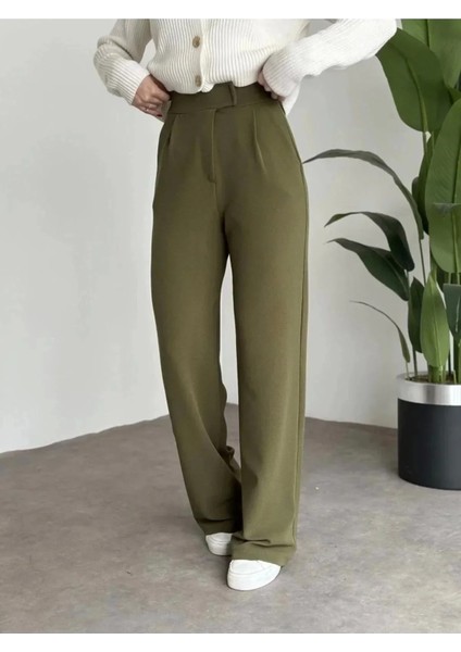 Kadın Beli Cırt Kapamalı Likralı Bol Paça Kışlık Şık Palazzo Pantolon fiyatları