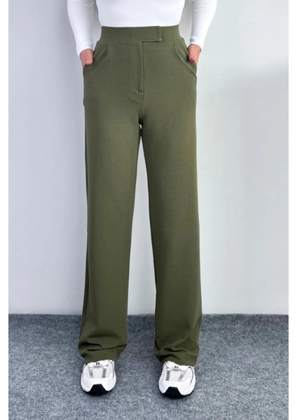 Kadın Beli Cırt Kapamalı Likralı Bol Paça Kışlık Şık Palazzo Pantolon modelleri