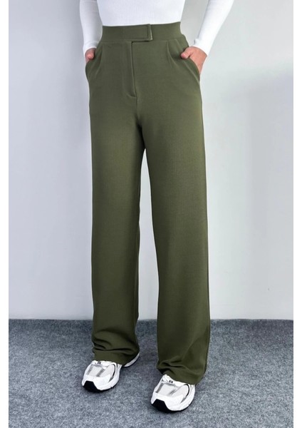 Kadın Beli Cırt Kapamalı Likralı Bol Paça Kışlık Şık Palazzo Pantolon fırsatları