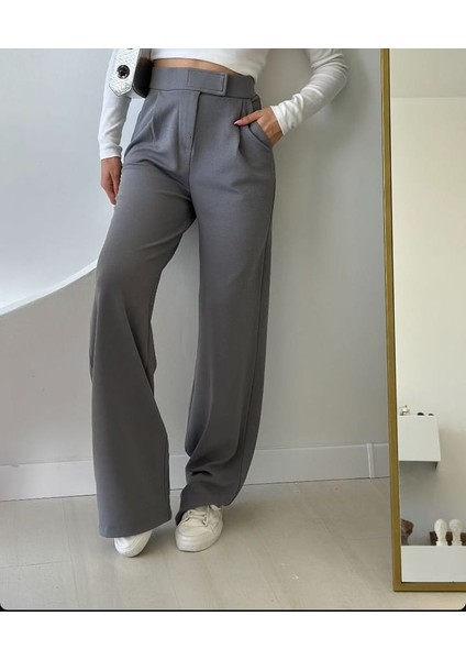 Kadın Beli Cırt Kapamalı Likralı Bol Paça Kışlık Şık Palazzo Pantolon fırsatları
