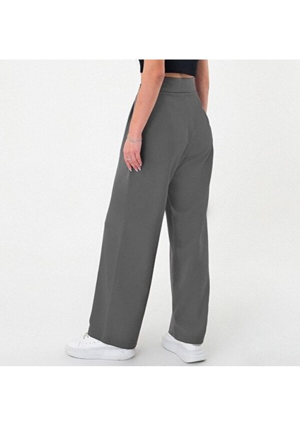 Kadın Beli Cırt Kapamalı Likralı Bol Paça Kışlık Şık Palazzo Pantolon
