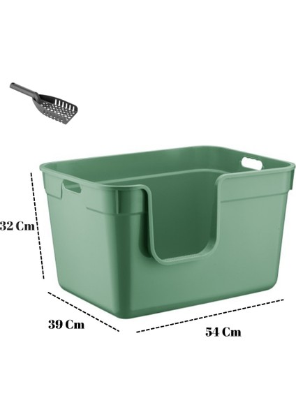 Alfa Tanos Dekoratif Büyük Yarı Kapalı Kedi Tuvaleti (Kürek Hediyeli)