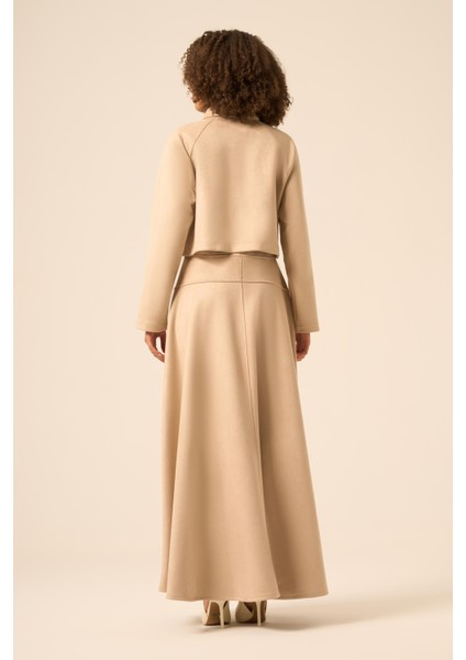 Bayan Scuba Süet Bolerolu Elbise Beige 31255 indirimleri