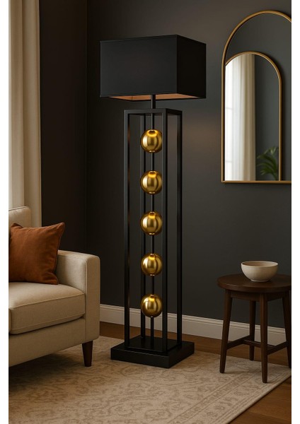 Venüs Arcturus Black&gold Kare Lambader