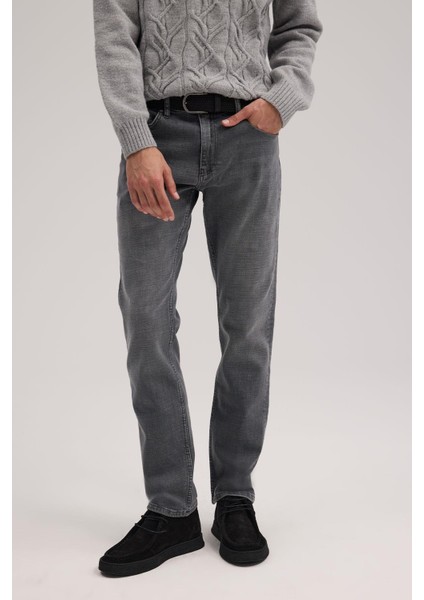Gri Comfort Fit Pamuklu Esnek Jean Kot Pantolon