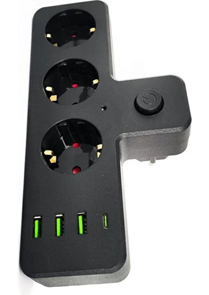 Akım Korumalı Kablosuz 3'lü Priz 3xusb + 1xtype-C 20W Çıkış Gücü 3397