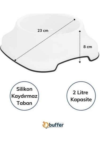 Silikon Kaydırmaz Taban Plastik Kedi ve Köpek Mama ve Su Kabı 2 L modelleri