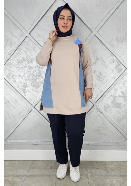 Kadın Kombinli Tül Çiçek Detaylı Tesettür Tunik modelleri