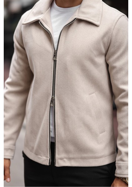 Erkek Yeni Trend Çift Fermuar Detay Basic Kaşe Ceket - Old Money Tarzı fiyatları