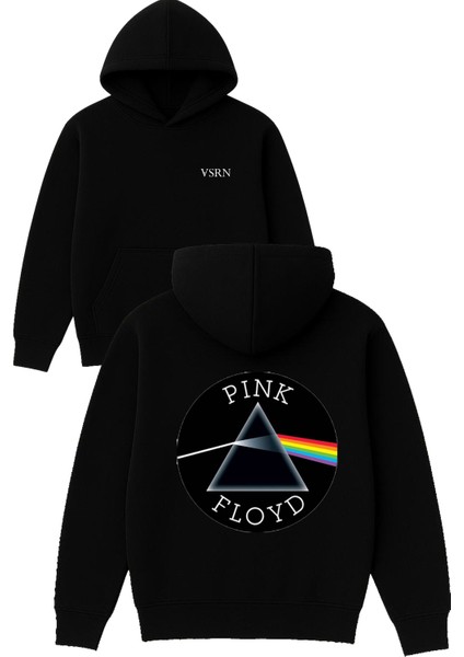 Pınk Floyd Tasarım Baskılı Oversize Siyah Kapüşonlu Sweatshirt