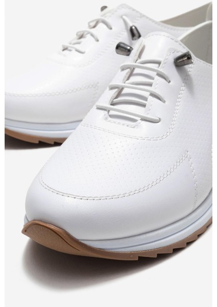 Kum Baskılı Yumuşak Tabanlı Kadın Ayakkabı Beyaz Cilt modelleri