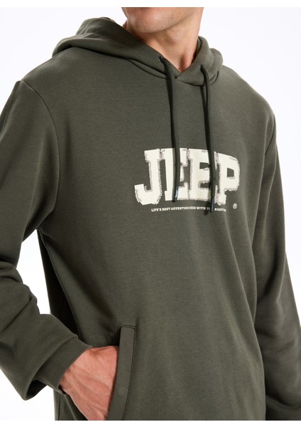 Kapüşon Yaka Baskılı Haki Erkek Sweatshırt J5WM-SWT7294 indirimleri