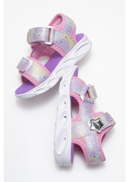 Kız Çocuk Pembe Işıklı Anatomik Hafif Günlük Sandalet