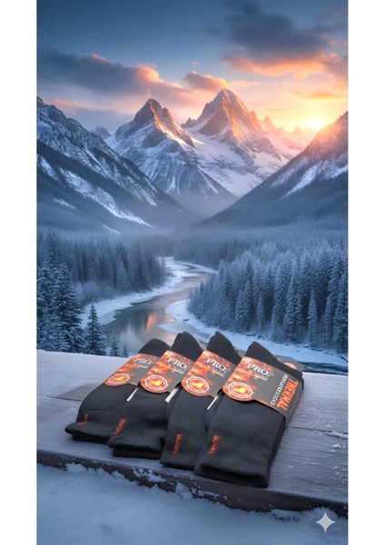 Havlu Lambswool (Yün) Thermal Erkek Çorap, Dikişsiz Burun, Asorti , 4'lü Paket modelleri