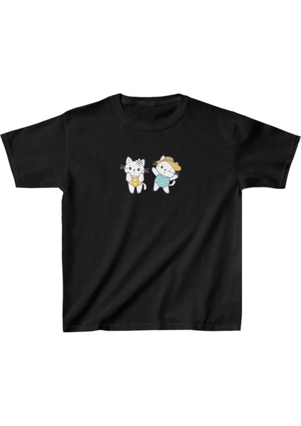 Unisex Çocuk Baskılı T-Shirt - Siyah