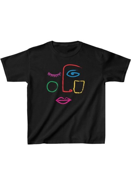 Unisex Çocuk Baskılı T-Shirt - Siyah