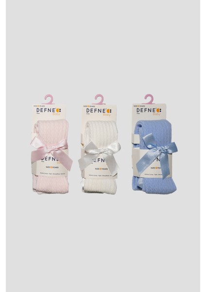 3 Adet Kurdele Aksesuarlı Pamuklu Kız Çocuk ve Bebek Külotlu Çorap indirimleri