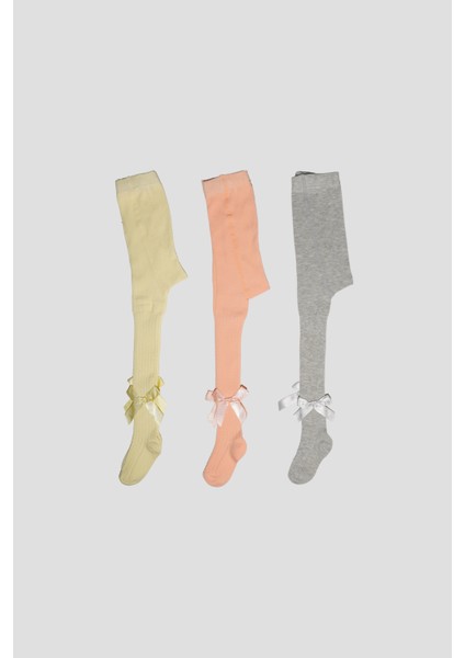 3 Adet Kurdele Aksesuarlı Pamuklu Kız Çocuk ve Bebek Külotlu Çorap fırsatları