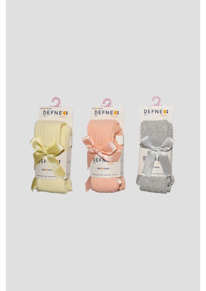 3 Adet Kurdele Aksesuarlı Pamuklu Kız Çocuk ve Bebek Külotlu Çorap indirimleri