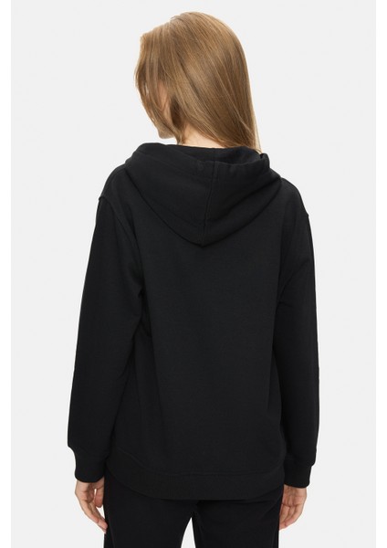 Vıvıana Siyah Kapüşonlu Baskılı Fermuarlı Standard Fit Kadın Sweatshirt fırsatları