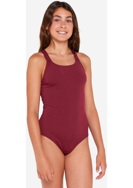 Çocuk V Kesim Sırt Detaylı Mayo - Mor - 100 VERA - 149-159cm 12-13 YAŞ