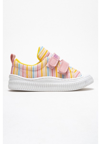 Kız Çocuk Pudra Çizgili Sneaker Ayakkabı