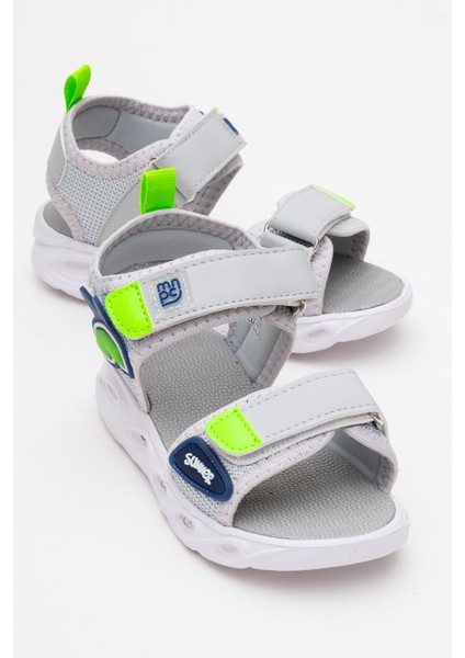Erkek Çocuk Gri Işıklı Anatomik Hafif Günlük Sandalet