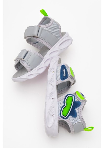 Erkek Çocuk Gri Işıklı Anatomik Hafif Günlük Sandalet