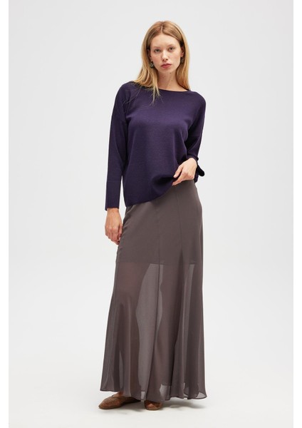 Rio Düz Örgü Kadın Triko Kazak - Koyu Mor