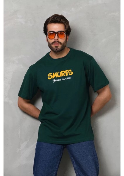 Unisex Basic Bisiklet Yaka Oversize T-Shirt - Yeşil fırsatları